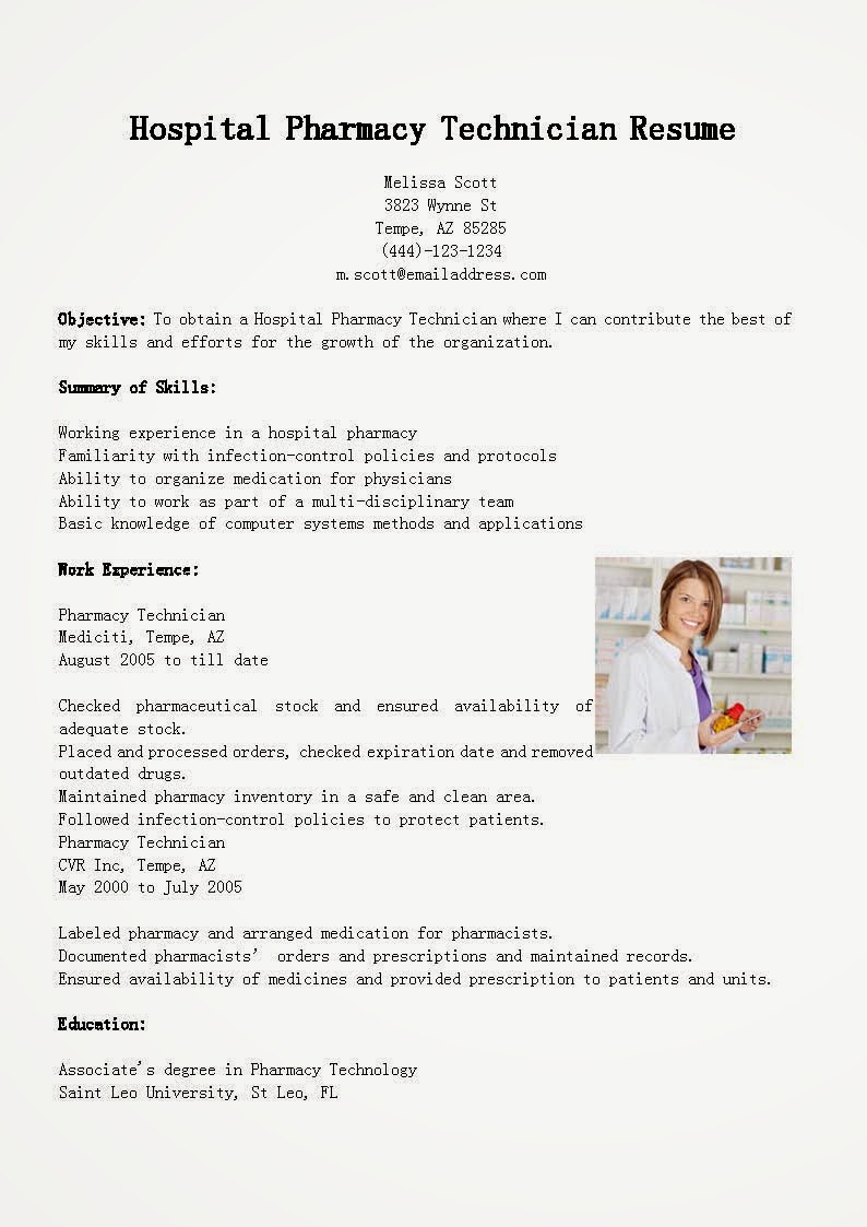 Pharmacy technician description resume